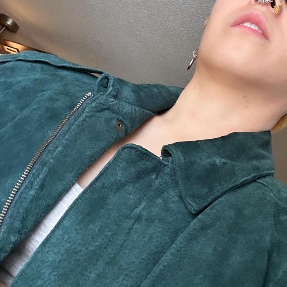 Deep Forest Green Leather Jacket View 4